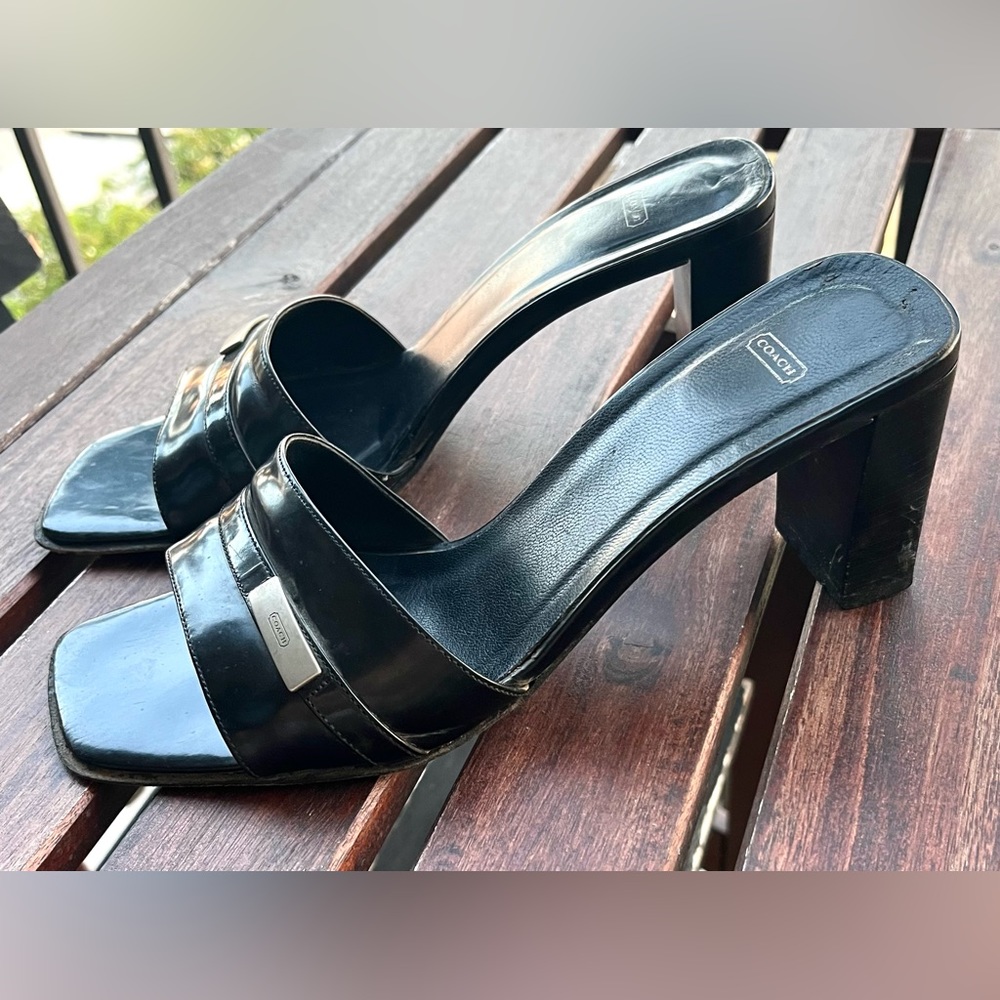 Coach black open toe heels- Super cute!!!
